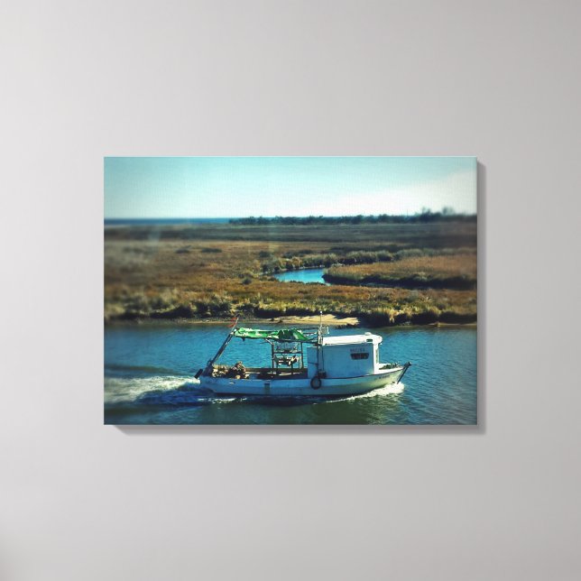 Fishing Boat in the Bayou Canvas Print (Front)