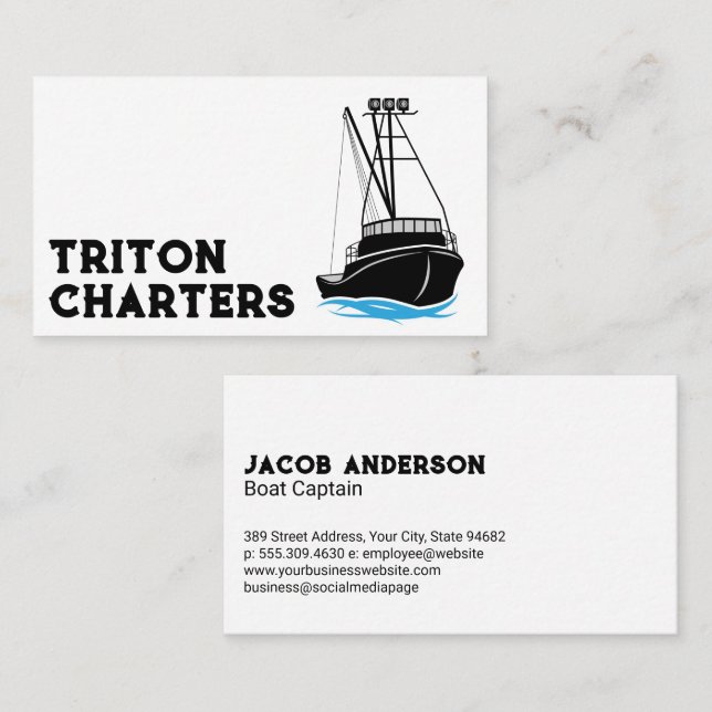 Fishing Boat in the Water Business Card (Front/Back)