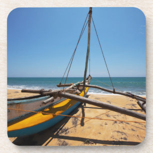 Fishing Boat Moored On Beach Drink Coaster