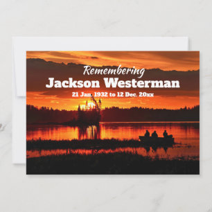 Fishing Boat on Lake Memorial Invitation