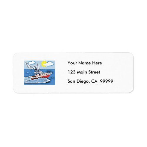 Fishing Boat on the High Seas Label