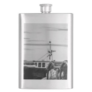 fishing boat photo hip flask