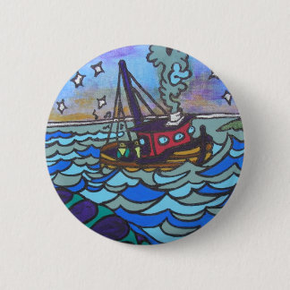 Fishing Boat Pinback Button