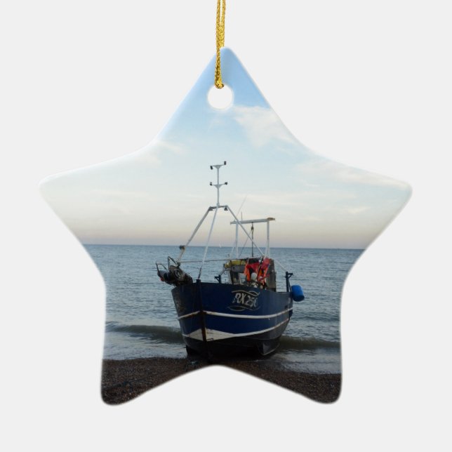 Fishing Boat RX256 Girl Kayla Ceramic Ornament (Front)