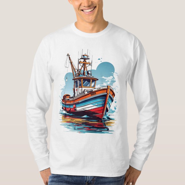 Fishing Boat Sailing T-Shirt (Front)
