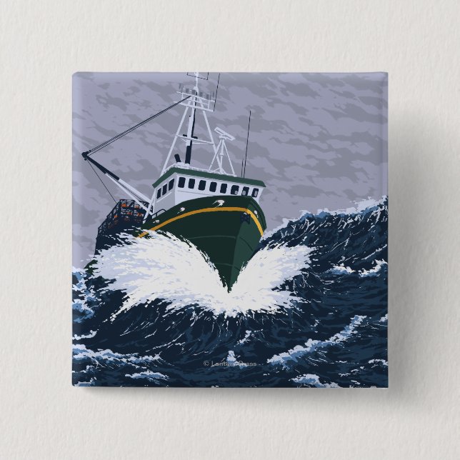 Fishing Boat Scene - Curry, Alaska Button (Front)