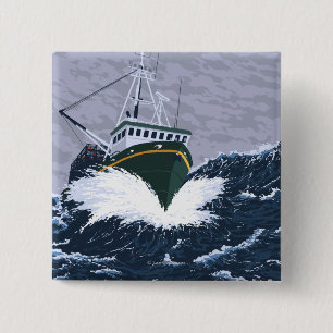 Fishing Boat Scene - Curry, Alaska Button