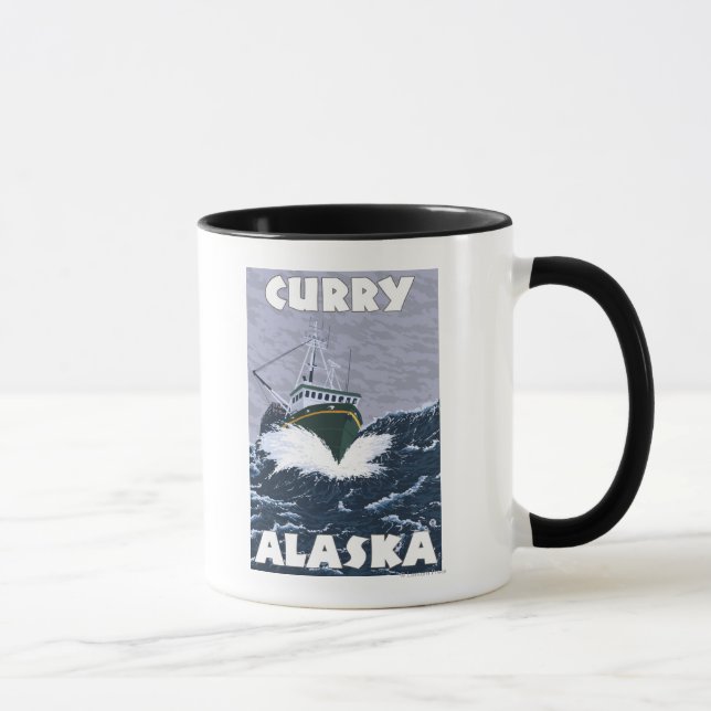 Fishing Boat Scene - Curry, Alaska Mug (Right)