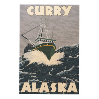 Fishing Boat Scene - Curry, Alaska Wood Wall Decor