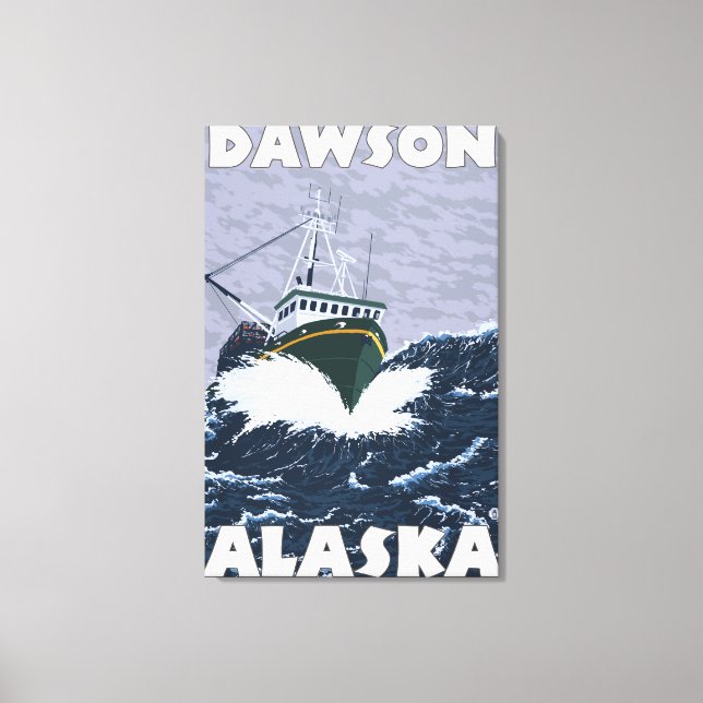 Fishing Boat Scene - Dawson, Alaska Canvas Print (Front)