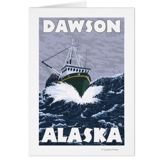 Fishing Boat Scene - Dawson, Alaska Cards (Front)
