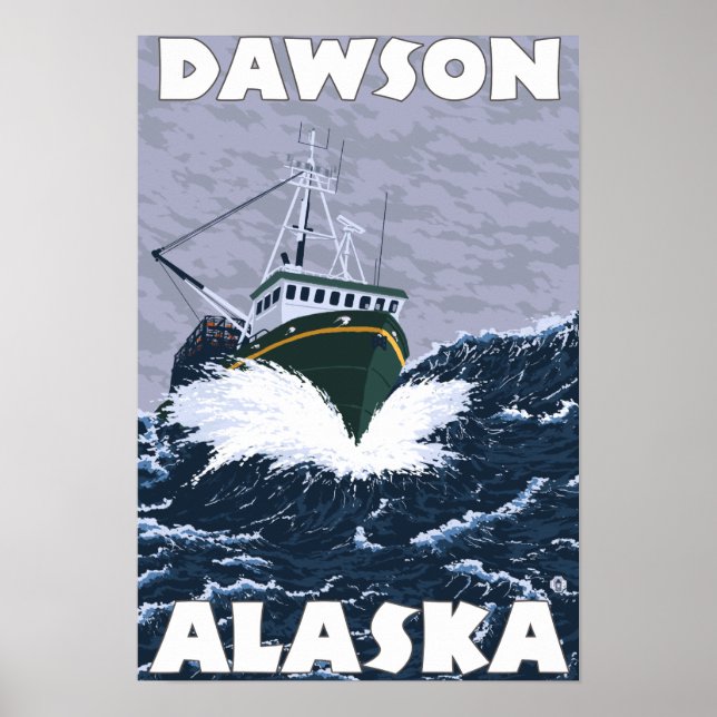 Fishing Boat Scene - Dawson, Alaska Poster (Front)