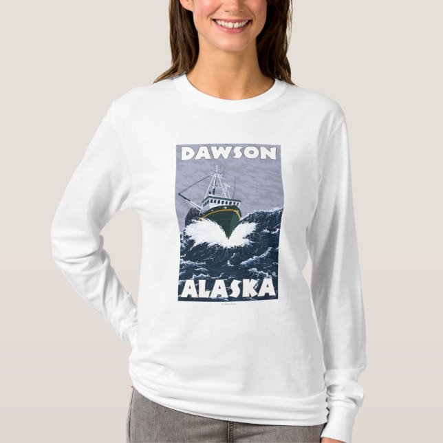Fishing Boat Scene - Dawson, Alaska T-Shirt (Front)