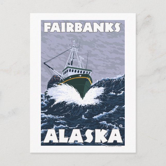 Fishing Boat Scene - Fairbanks, Alaska Postcard (Front)