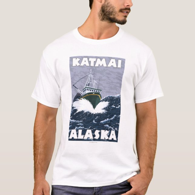 Fishing Boat Scene - Katmai, Alaska T-Shirt (Front)