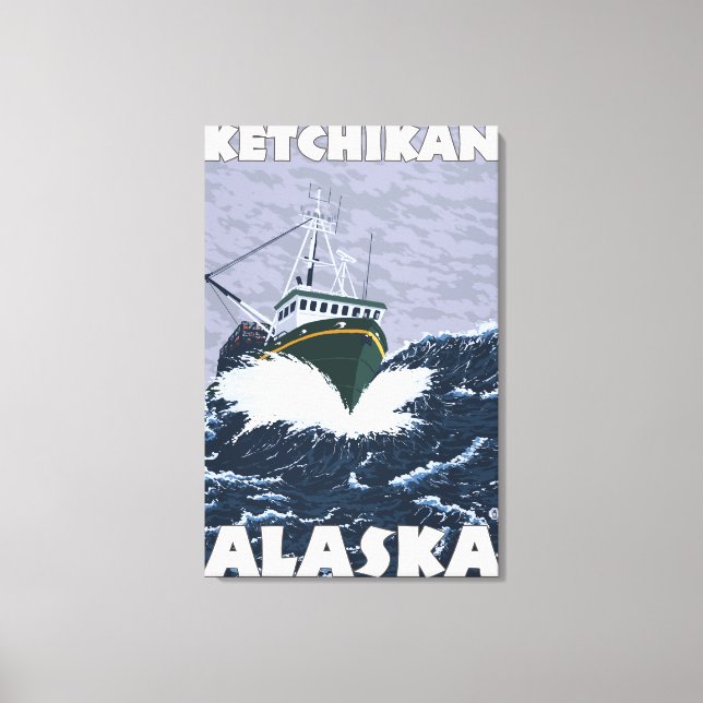 Fishing Boat Scene - Ketchikan, Alaska Canvas Print (Front)