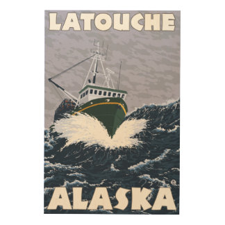 Fishing Boat Scene - Latouche, Alaska Wood Wall Art