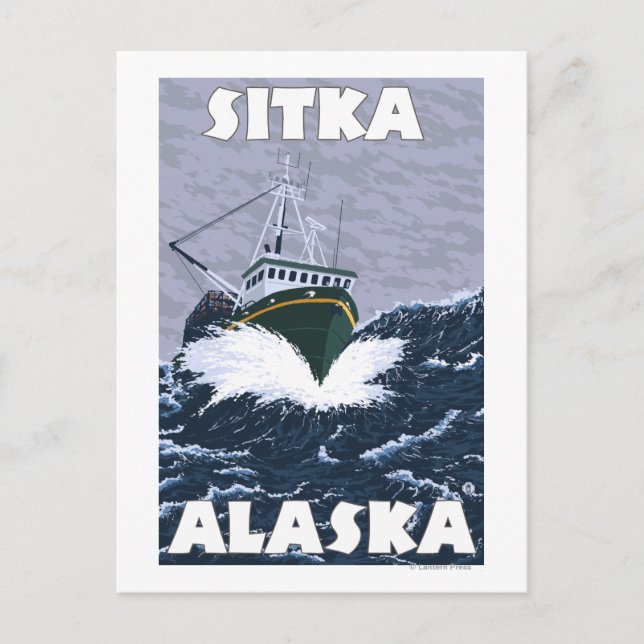 Fishing Boat Scene - Sitka, Alaska Postcard (Front)