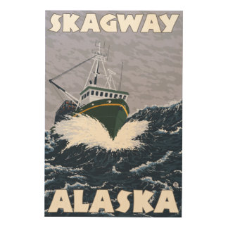 Fishing Boat Scene - Skagway, Alaska Wood Wall Decor