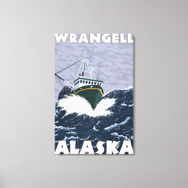 Fishing Boat Scene - Wrangell, Alaska Canvas Print (Front)