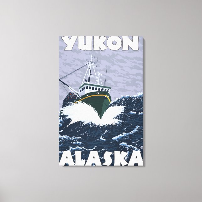 Fishing Boat Scene - Yukon, Alaska Canvas Print (Front)