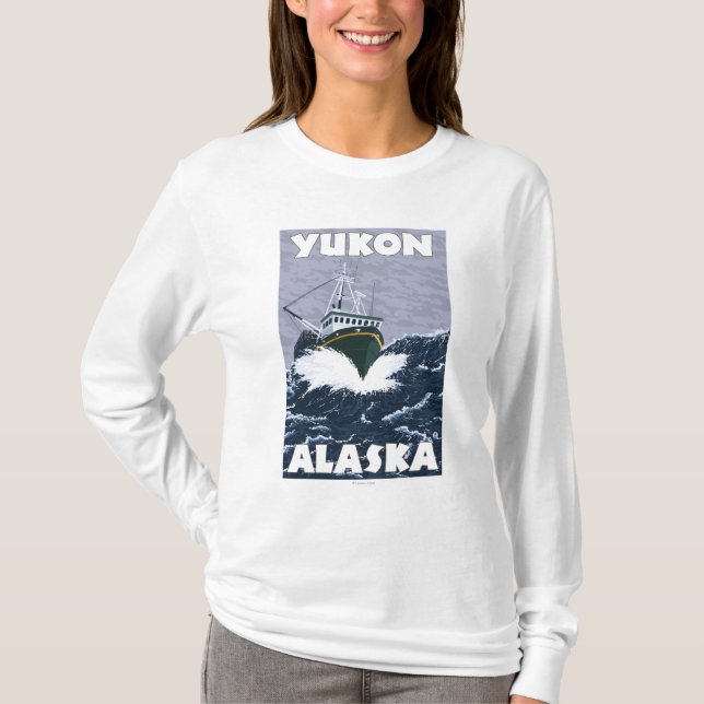Fishing Boat Scene - Yukon, Alaska T-Shirt (Front)