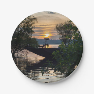 Fishing Boat Sunrise Paper Plates