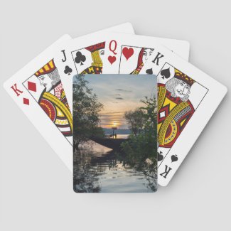 Fishing Boat Sunrise Playing Cards