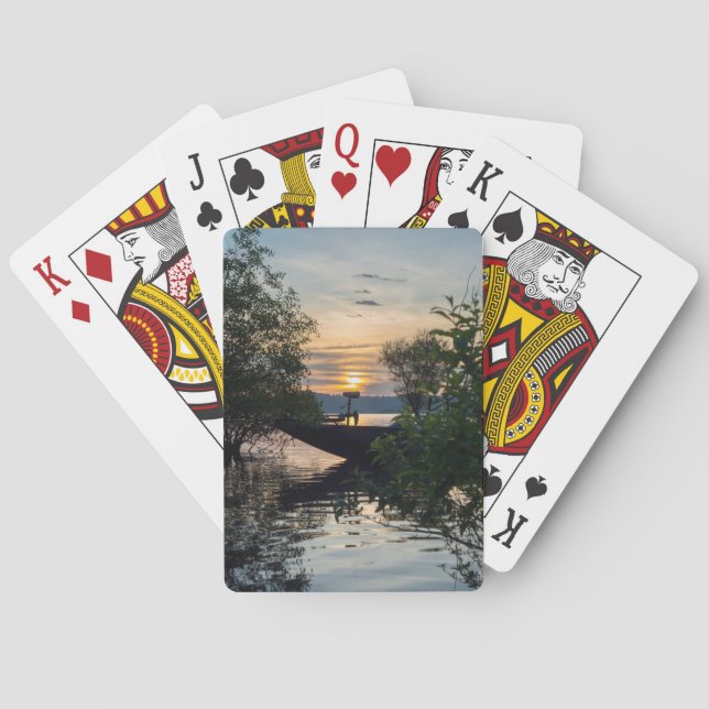 Fishing Boat Sunrise Poker Cards (Back)