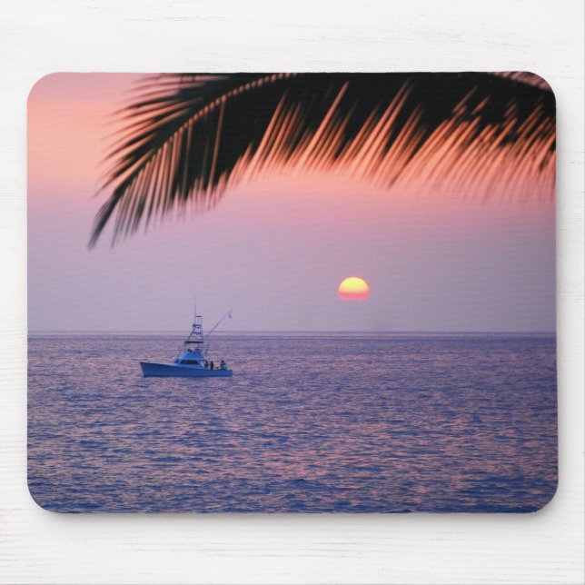 Fishing Boat Tropical Sunset Mousepad (Front)