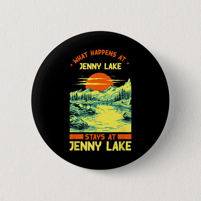 Fishing Boating Camping Lake Vacation Jenny Lake  Button (Front)