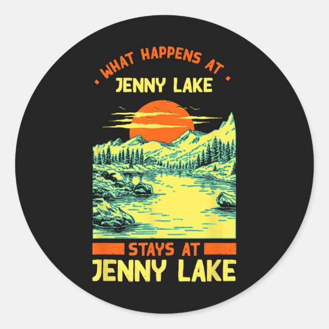 Fishing Boating Camping Lake Vacation Jenny Lake  Classic Round Sticker (Front)