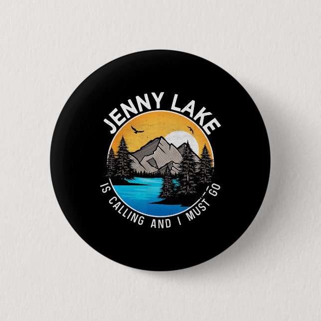 Fishing Boating Camping - Lakeview Jenny Lake  Button (Front)