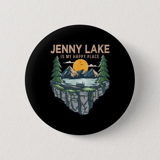 Fishing Boating Camping - My Happy Place Jenny Lak Button (Front)