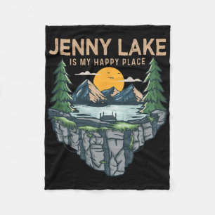 Fishing Boating Camping - My Happy Place Jenny Lak Fleece Blanket