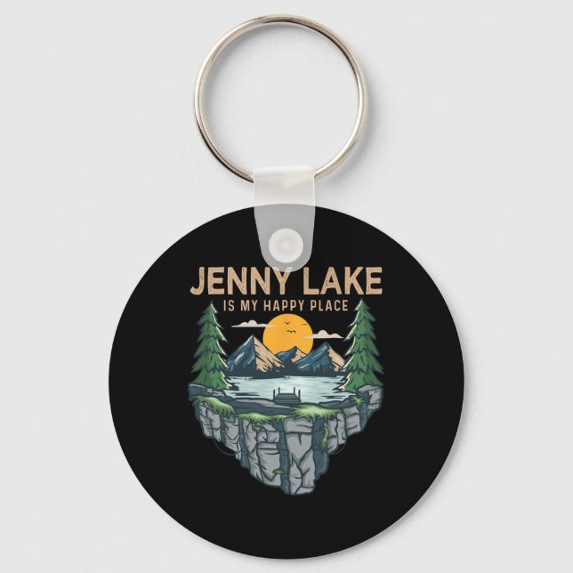 Fishing Boating Camping - My Happy Place Jenny Lak Keychain (Front)