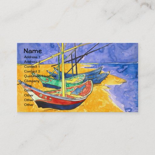 Customizable Van Gogh Fishing Boats on Beach (F1429) Fine Art Business Card