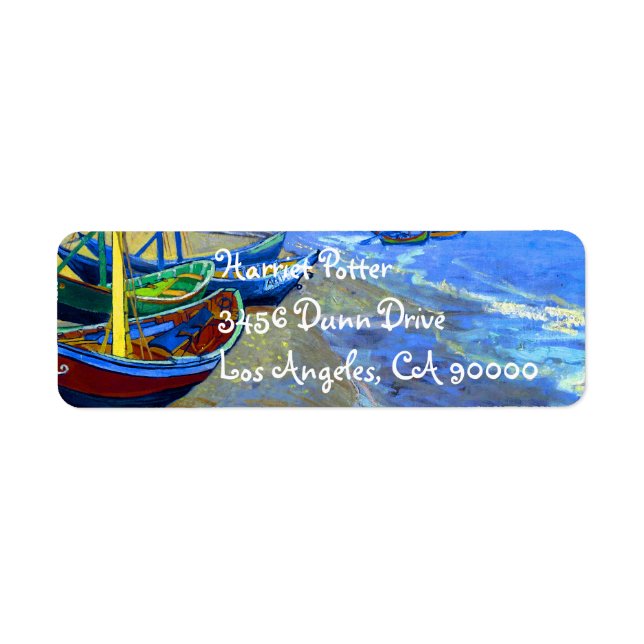 Fishing Boats Beach Saintes-Maries Van Gogh Fine Label (Front)