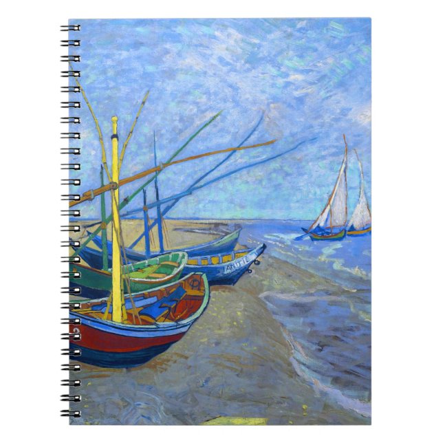 Fishing Boats Beach Saintes-Maries Van Gogh Fine Notebook (Front)