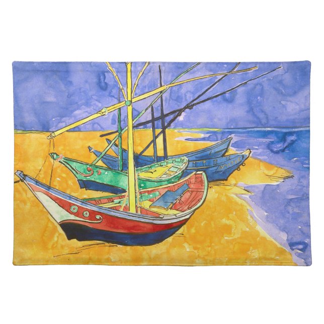 Fishing Boats Beach Saintes-Maries Van Gogh Fine Placemat (Front)