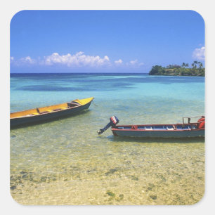 Fishing Boats, Boston Beach, Port Antonio, Square Sticker