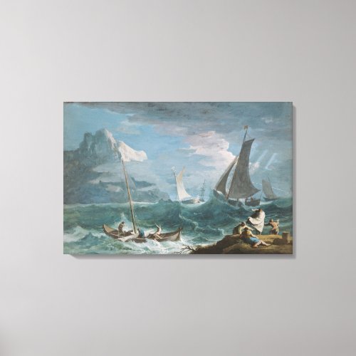 Fishing Boats in a Storm Canvas Print