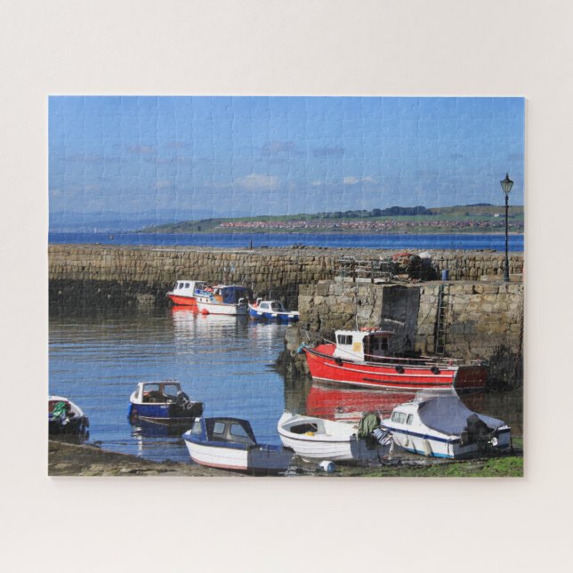 Fishing Boats in Pretty Harbor - Scotland Scenic Jigsaw Puzzle (Horizontal)