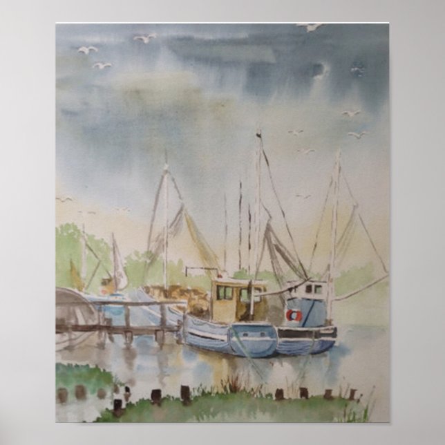 Fishing Boats In Rye Harbour East Sussex England Poster (Front)