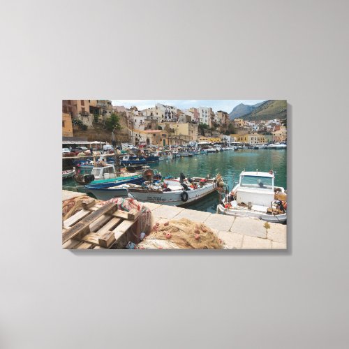 Fishing boats in the Castellammare del Golfo port Canvas Print