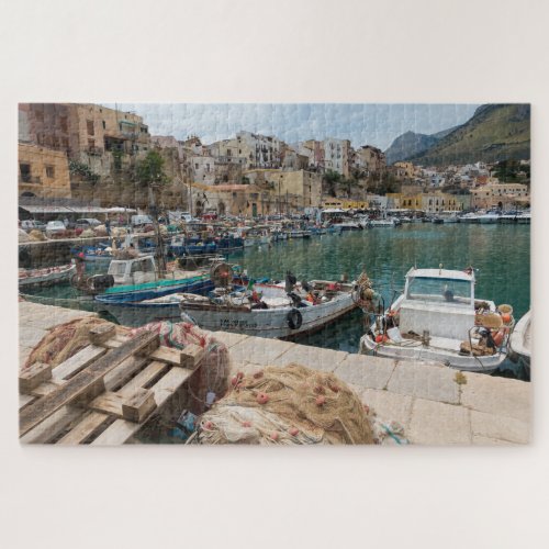 Fishing boats in the Castellammare del Golfo port Jigsaw Puzzle