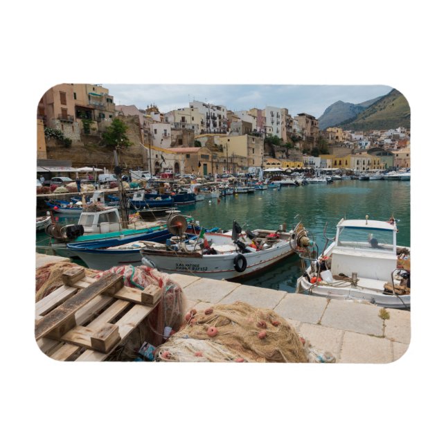 Fishing boats in the Castellammare del Golfo port Magnet (Horizontal)