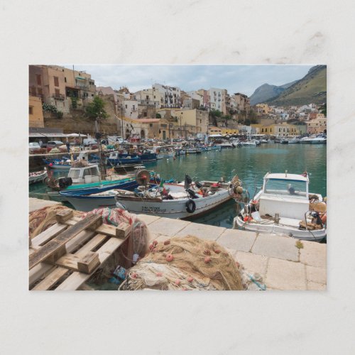 Fishing boats in the Castellammare del Golfo port Postcard