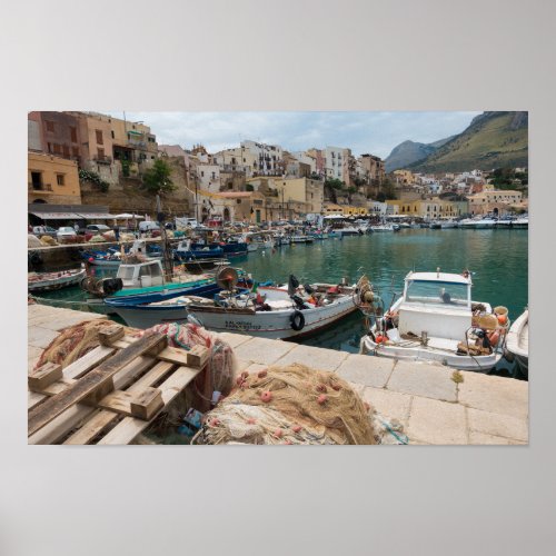 Fishing boats in the Castellammare del Golfo port Poster