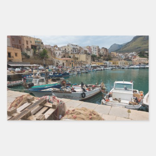 Fishing boats in the Castellammare del Golfo port Rectangular Sticker